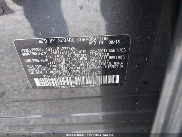Subaru Forester Premium 2019 JF2SKAGC9KH403487 Image 9