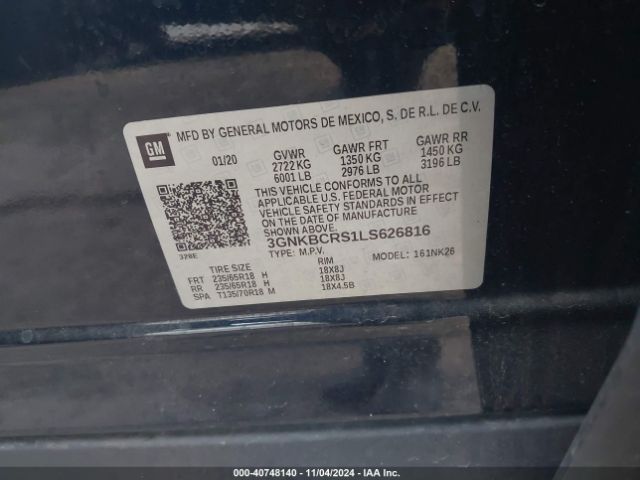 3GNKBCRS1LS626816 Chevrolet Blazer Fwd 2lt
