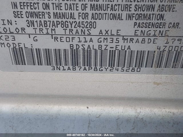 Nissan SENTRA S 2016 3N1AB7AP8GY245280 Image 9
