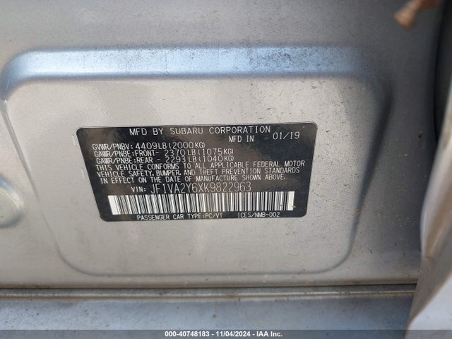 JF1VA2Y6XK9822963 Subaru Wrx Sti Limited