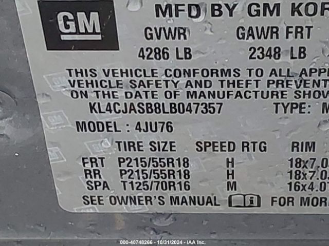KL4CJASB8LB047357 Buick Encore Fwd Preferred