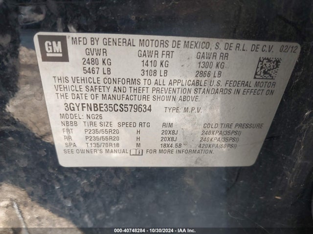 2012 CADILLAC SRX 3GYFNBE35CS579634 Photo 8