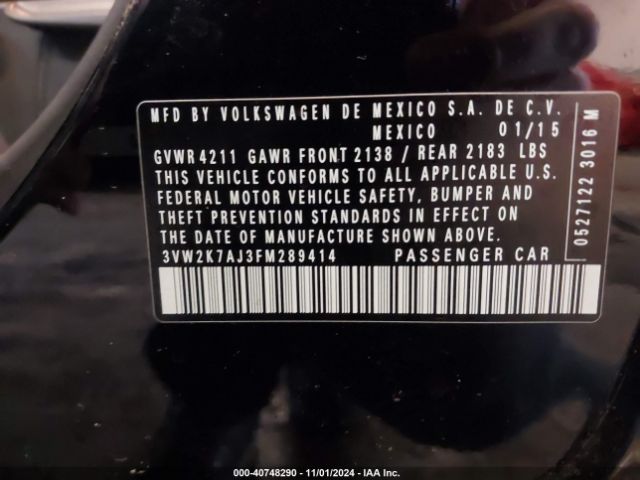 3VW2K7AJ3FM289414 Volkswagen Jetta 2.0l S