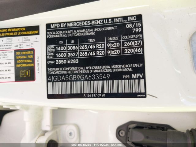 4JGDA5GB9GA633549 Mercedes-Benz Gle 400 4matic