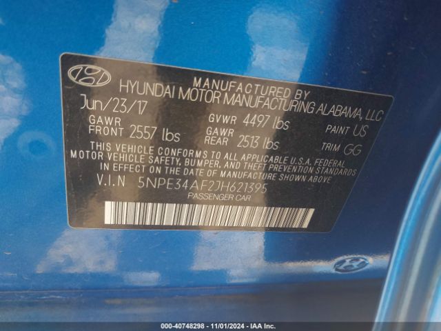 5NPE34AF2JH621395 Hyundai Sonata Limited