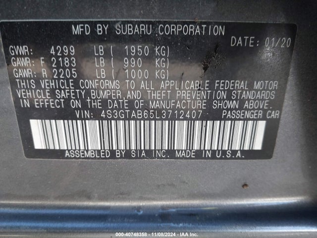 4S3GTAB65L3712407 Subaru Impreza 5-door