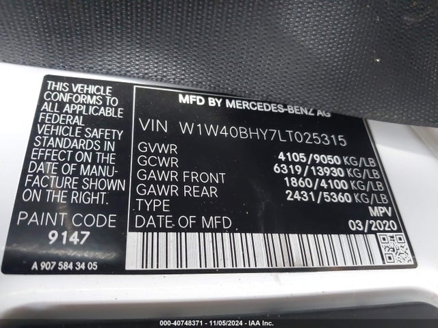 W1W40BHY7LT025315 Mercedes-Benz Sprinter 2500 Standard Roof I4