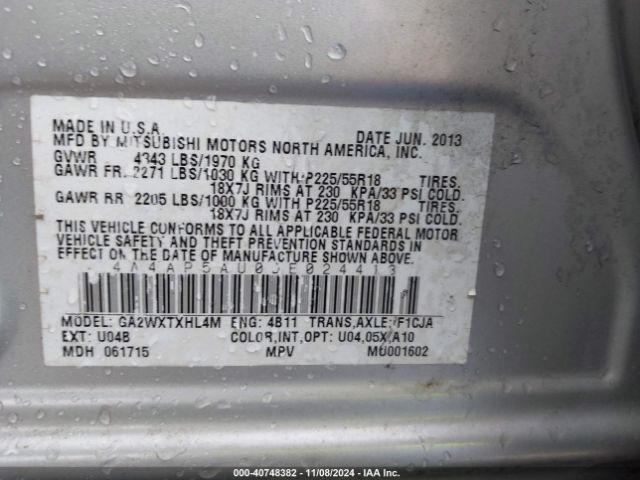 2013 MITSUBISHI OUTLANDER SPORT 4A4AP5AU0DE024413 Photo 8