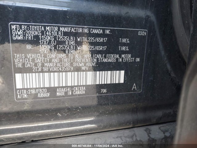 Toyota RAV4 LE 2024 2T3F1RFV0RC435979 Image 9