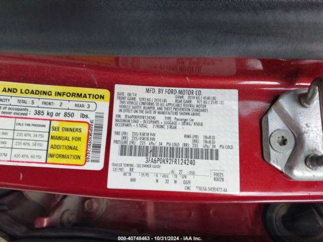 3FA6P0K92FR124240 Ford Fusion Titanium