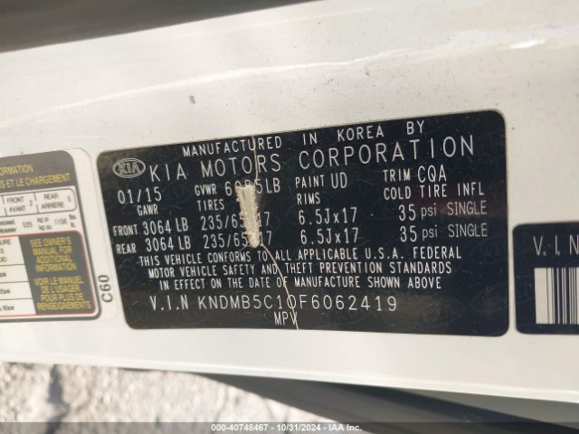 KNDMB5C10F6062419 KIA SEDONA LX