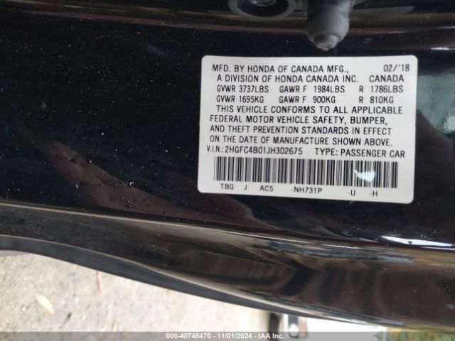 2HGFC4B01JH302675 Honda Civic Lx-p