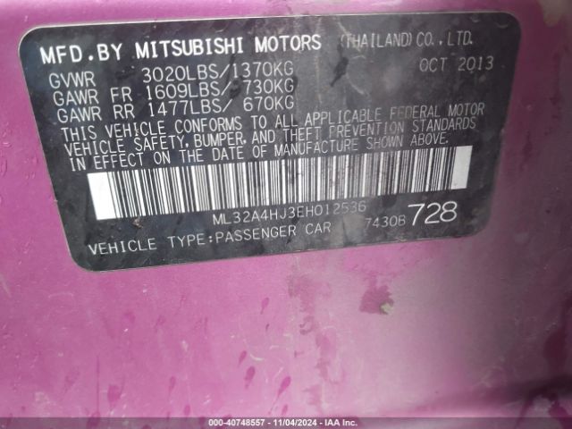 ML32A4HJ3EH012536 Mitsubishi MIRAGE ES