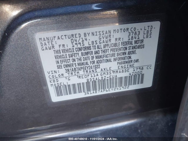 Nissan SENTRA SV 2014 3N1AB7AP6EY241922 Image 9