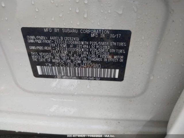 JF2SJAWC5JH492980 Subaru Forester 2.5i Touring