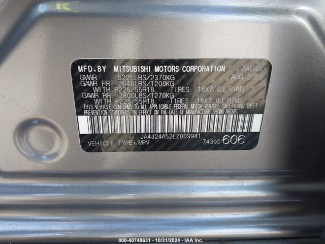 Mitsubishi Outlander Phev Sel S- 2020 JA4J24A52LZ009941 Image 9