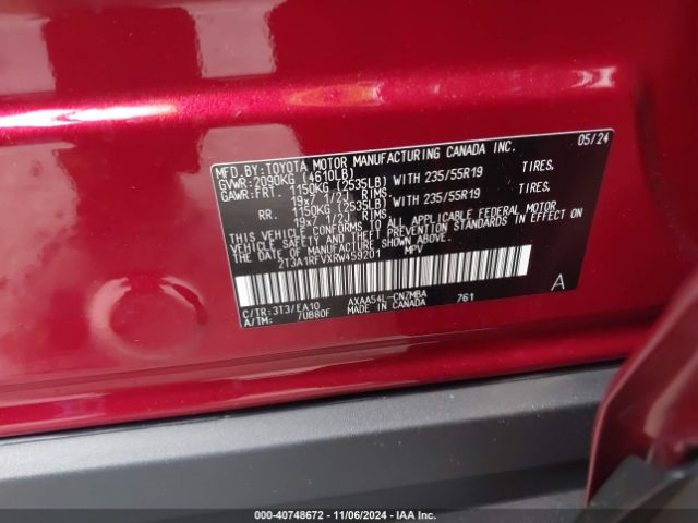 2T3A1RFVXRW459201 Toyota Rav4 Xle Premium