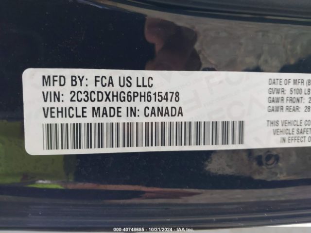 2C3CDXHG6PH615478 Dodge CHARGER GT