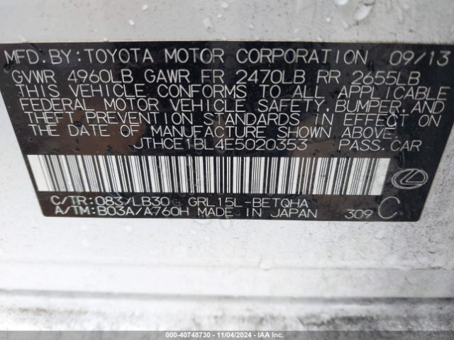 JTHCE1BL4E5020353 Lexus GS 350