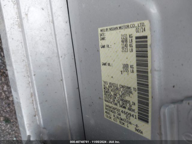 1N4AA5AP5EC460941 Nissan Maxima 3.5 S/3.5 Sv