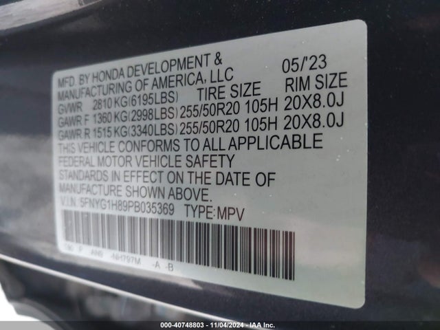 Honda Pilot Awd Elite 2023 5FNYG1H89PB035369 Image 9