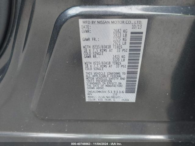 5N1AL0MN3EC513116 Infiniti QX60