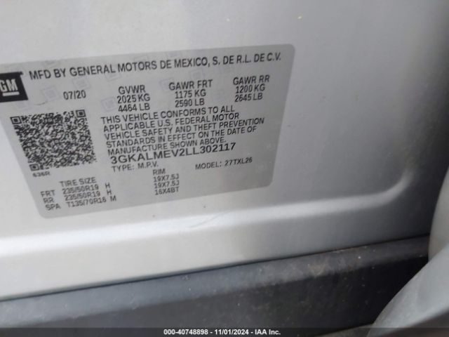 3GKALMEV2LL302117 GMC Terrain Fwd Sle