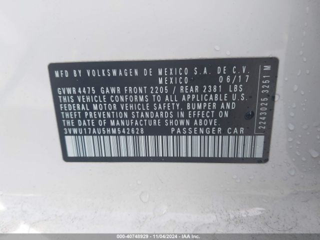 3VWU17AU5HM542628 Volkswagen Golf Sportwagen Tsi S