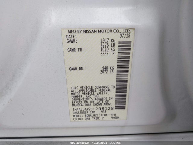 Nissan Altima 2.5 Sr 2018 1N4AL3AP2JC298128 Image 9