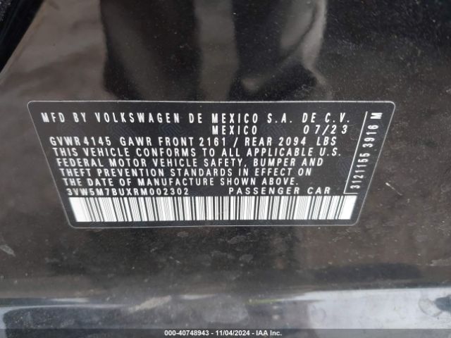3VW5M7BUXRM002302 Volkswagen Jetta 1.5t S