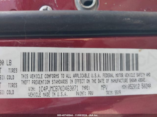 1C4PJMCB7KD463071 Jeep Cherokee Latitude 4x4