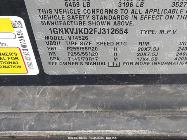 1GNKVJKD2FJ312654 Chevrolet Traverse Ltz