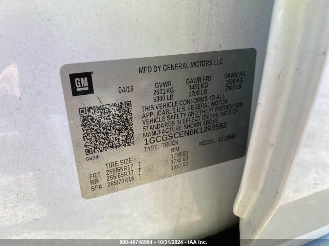 1GCGSCEN6K1293592 Chevrolet Colorado Lt