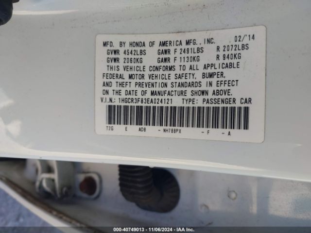 1HGCR3F83EA024121 Honda Accord Ex-l V-6