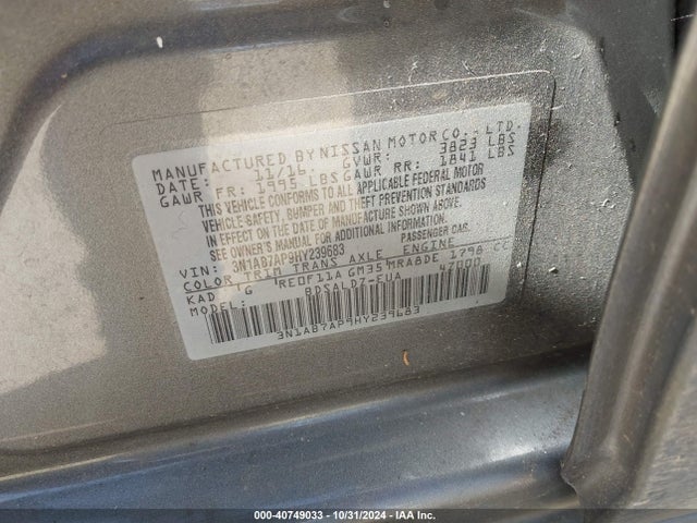 Nissan SENTRA SV 2017 3N1AB7AP9HY239683 Image 9