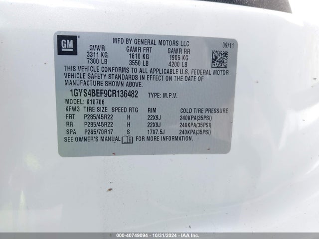 2012 CADILLAC ESCALADE 1GYS4BEF9CR136482 Photo 8