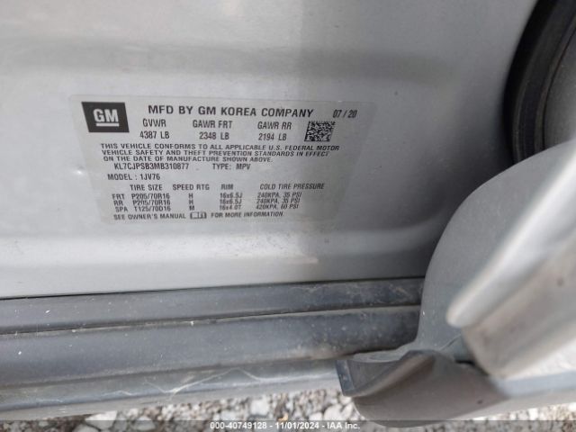 KL7CJPSB3MB310877 Chevrolet Trax Awd Lt