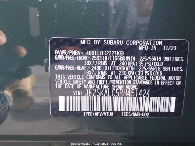 JF2SKALC5RH451424 Subaru Forester Limited