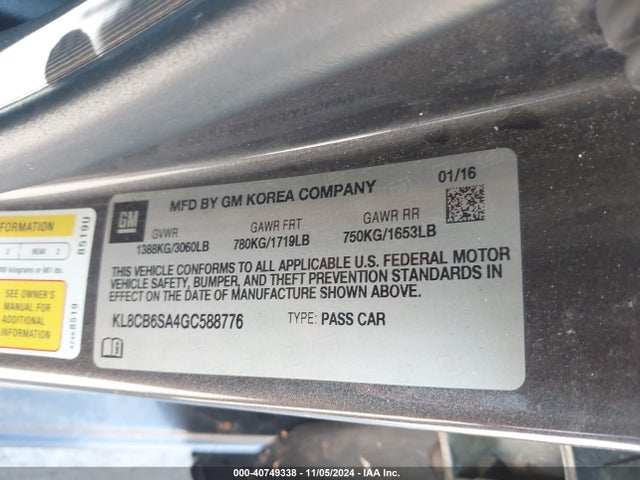 Chevrolet Spark Ls Cvt 2016 KL8CB6SA4GC588776 Image 9