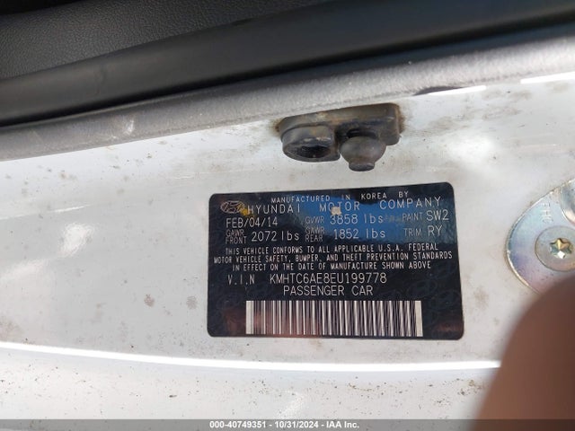Hyundai Veloster Turbo W/black 2014 KMHTC6AE8EU199778 Image 9
