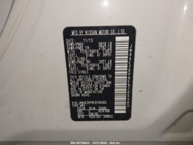 JN8AE2KP6E9105483 Nissan Quest Sl