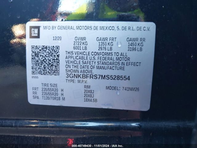 3GNKBFRS7MS528554 Chevrolet Blazer Fwd Premier
