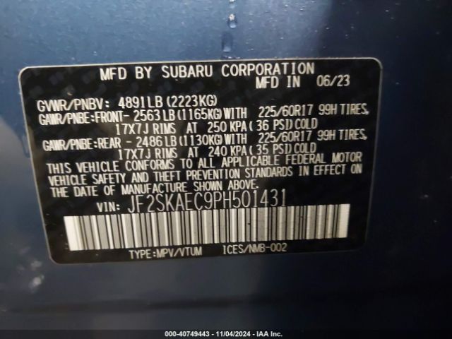 JF2SKAEC9PH501431 Subaru Forester Premium