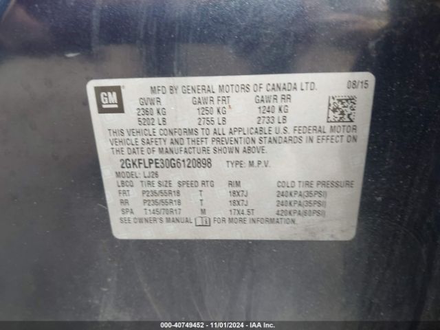 2GKFLPE30G6120898 GMC Terrain Slt