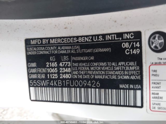 55SWF4KB1FU009426 Mercedes-Benz C 300 4matic/luxury 4matic/sport 4matic