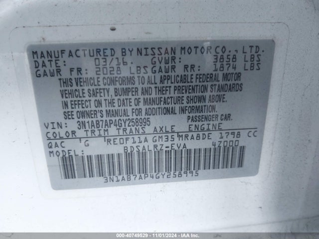 Nissan SENTRA SR 2016 3N1AB7AP4GY258995 Image 9