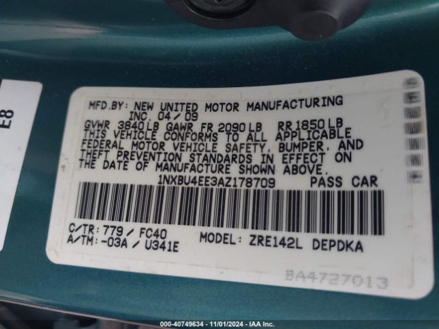 2010 TOYOTA COROLLA 1NXBU4EE3AZ178709 Photo 8