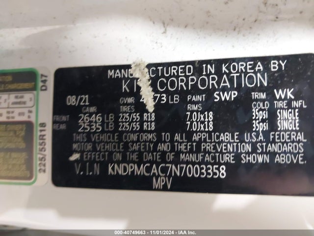 KIA Sportage Lx 2022 KNDPMCAC7N7003358 Image 9