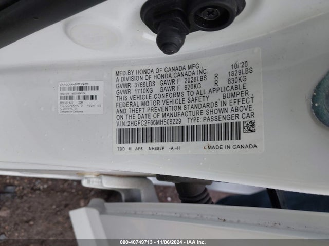 Honda Civic Lx 2021 2HGFC2F66MH509229 Image 9