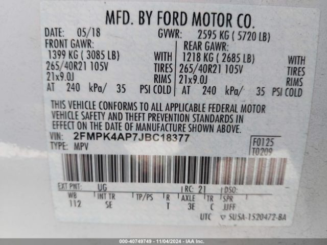 2018 FORD EDGE 2FMPK4AP7JBC18377 Photo 8